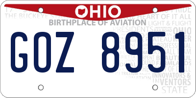 OH license plate GOZ8951