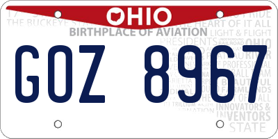 OH license plate GOZ8967