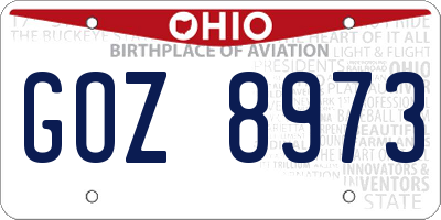 OH license plate GOZ8973