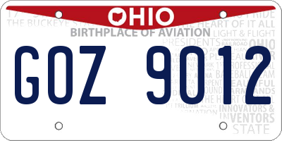 OH license plate GOZ9012