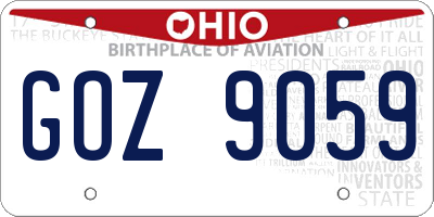 OH license plate GOZ9059