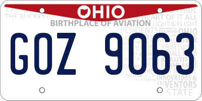 OH license plate GOZ9063