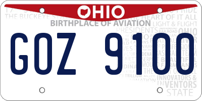 OH license plate GOZ9100