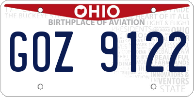 OH license plate GOZ9122