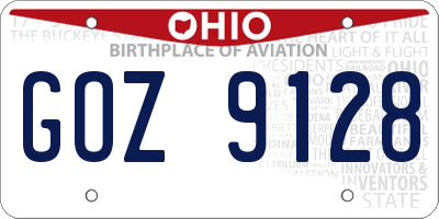 OH license plate GOZ9128
