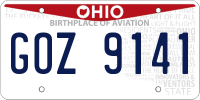 OH license plate GOZ9141