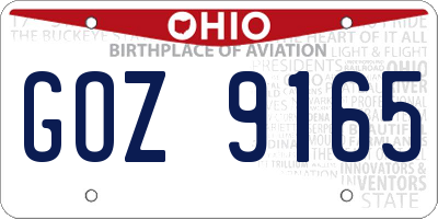 OH license plate GOZ9165
