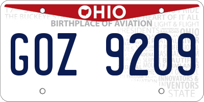 OH license plate GOZ9209