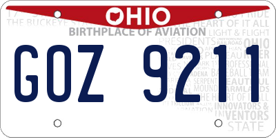 OH license plate GOZ9211