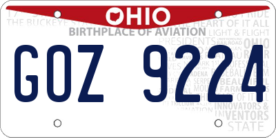 OH license plate GOZ9224