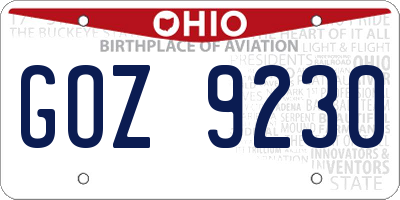 OH license plate GOZ9230