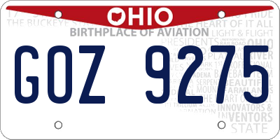 OH license plate GOZ9275
