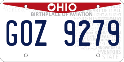 OH license plate GOZ9279