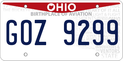 OH license plate GOZ9299