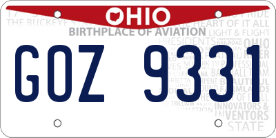 OH license plate GOZ9331