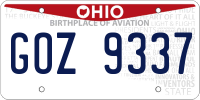 OH license plate GOZ9337