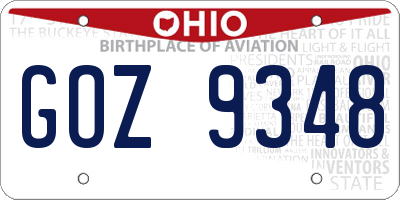 OH license plate GOZ9348