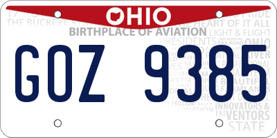 OH license plate GOZ9385