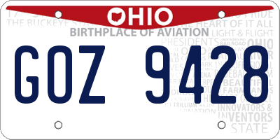 OH license plate GOZ9428