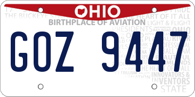 OH license plate GOZ9447