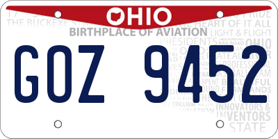 OH license plate GOZ9452