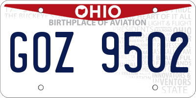 OH license plate GOZ9502