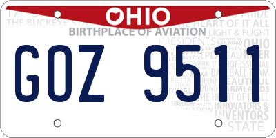 OH license plate GOZ9511