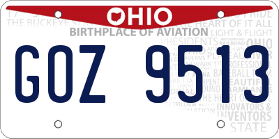 OH license plate GOZ9513