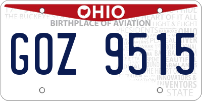 OH license plate GOZ9515