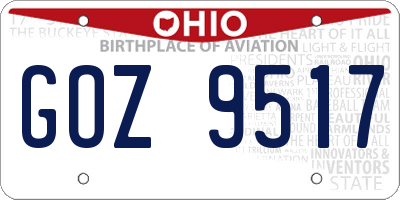 OH license plate GOZ9517