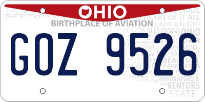 OH license plate GOZ9526