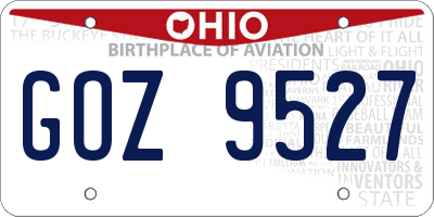 OH license plate GOZ9527