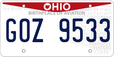 OH license plate GOZ9533