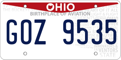 OH license plate GOZ9535