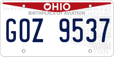 OH license plate GOZ9537