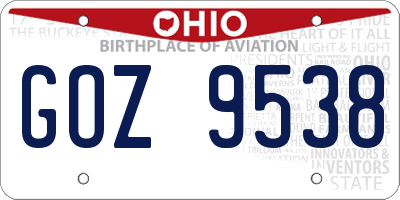 OH license plate GOZ9538