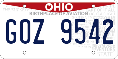 OH license plate GOZ9542