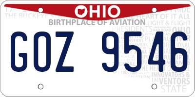 OH license plate GOZ9546