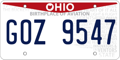 OH license plate GOZ9547