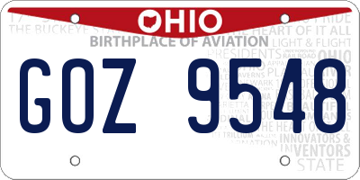 OH license plate GOZ9548
