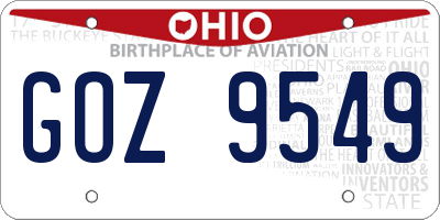 OH license plate GOZ9549
