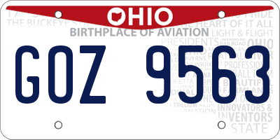 OH license plate GOZ9563