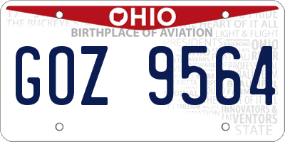OH license plate GOZ9564