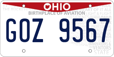 OH license plate GOZ9567