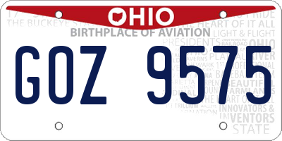 OH license plate GOZ9575