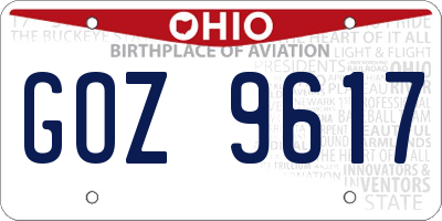 OH license plate GOZ9617