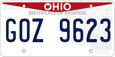 OH license plate GOZ9623