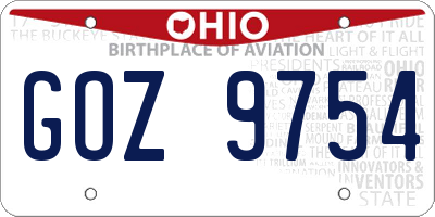 OH license plate GOZ9754