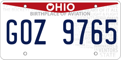 OH license plate GOZ9765