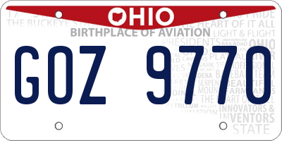 OH license plate GOZ9770